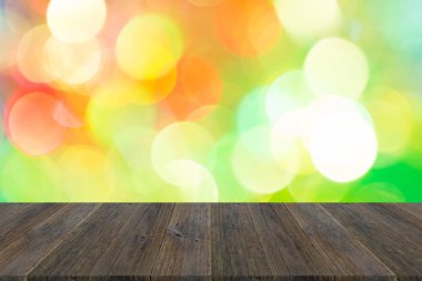 Işık ahşap teras ile soyut bokeh