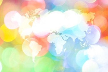 Dünya Haritası ile ışığın soyut bokeh