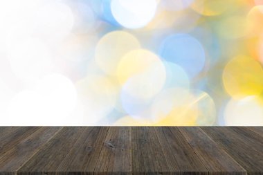 Işık ahşap teras ile soyut bokeh