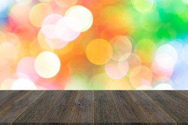 Işık ahşap teras ile soyut bokeh