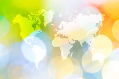 Dünya Haritası ile ışığın soyut bokeh