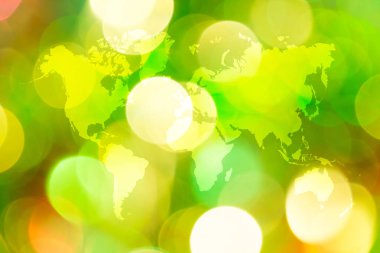 Dünya Haritası ile ışığın soyut bokeh