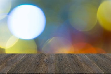Işık ahşap teras ile soyut bokeh