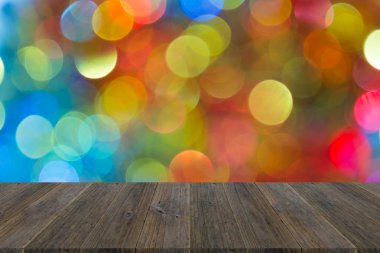 Işık ahşap teras ile soyut bokeh