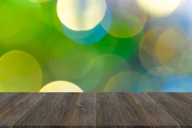 Işık ahşap teras ile soyut bokeh