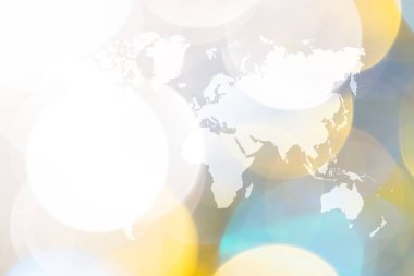 Dünya Haritası ile ışığın soyut bokeh