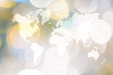 Dünya Haritası ile ışığın soyut bokeh