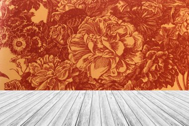 Duvar doku yüzeyi ahşap teras ile