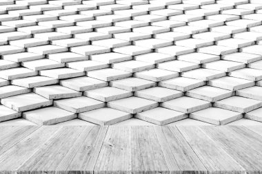 Kiremit çatı doku yüzeyi ahşap teras ile