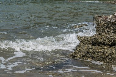 Plaj ve deniz resif kaya plajı ile