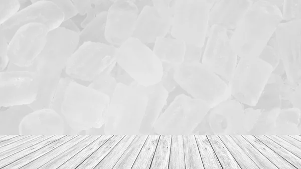 Ice texture surface with Wood terrace — Stock Photo, Image