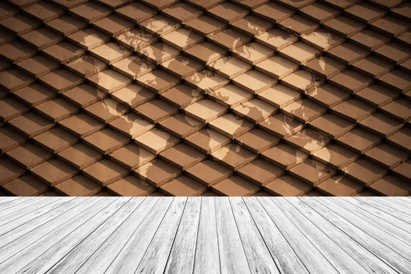 Kakel tak textur yta vintage stil med träterrass och wo — Stockfoto