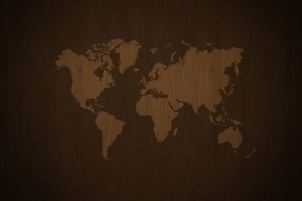 Dřevo textury povrchu vintage styl s mapou světa — Stock fotografie