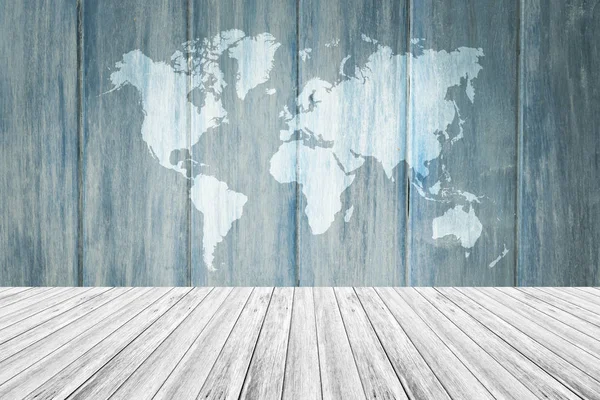 Ahşap doku yüzeyi ahşap Teras ve dünya ile harita