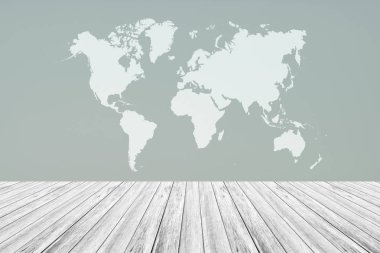 Duvar doku ve arka plan, Beyaz ahşap Teras Dünya Haritası