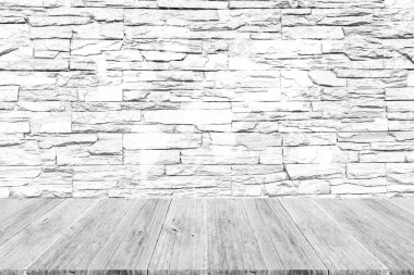 Taş duvar dokusu, beyaz renk ahşap ile sürecinde Teras wi