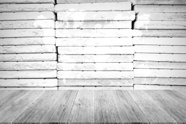 Taş duvar dokusu, beyaz renk ahşap ile sürecinde Teras wi