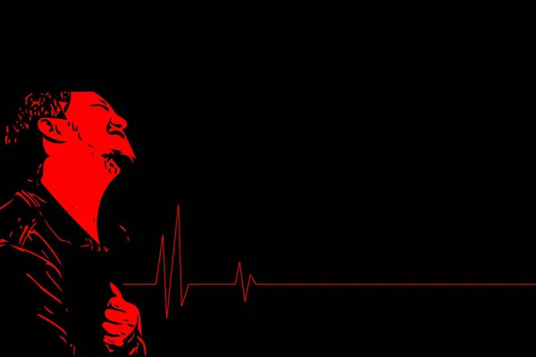 Ескіз малюнка чоловіка хвороба болю серцевий напад — стокове фото