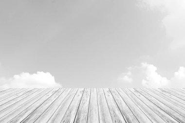Ahşap Teras, işlem beyaz tarzı ile gökyüzü bulut