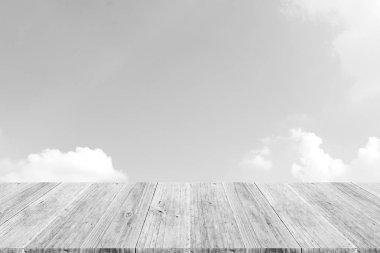 Ahşap Teras, işlem beyaz tarzı ile gökyüzü bulut