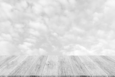 Ahşap Teras, işlem beyaz tarzı ile gökyüzü bulut