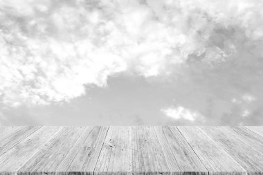 Ahşap Teras, işlem beyaz tarzı ile gökyüzü bulut