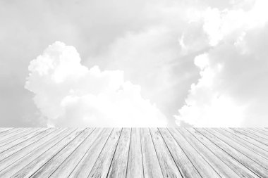 Ahşap Teras, işlem beyaz tarzı ile gökyüzü bulut