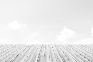 Ahşap Teras, işlem beyaz tarzı ile gökyüzü bulut