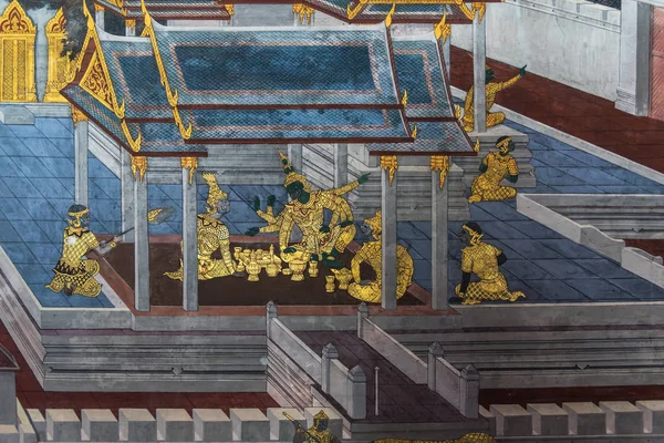 Kunst schilderij aan de muur over ramayana-verhaal — Stockfoto