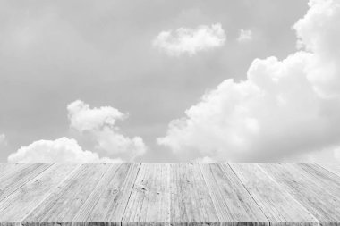 Ahşap Teras, işlem beyaz tarzı ile gökyüzü bulut
