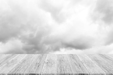 Ahşap Teras, işlem beyaz tarzı ile gökyüzü bulut