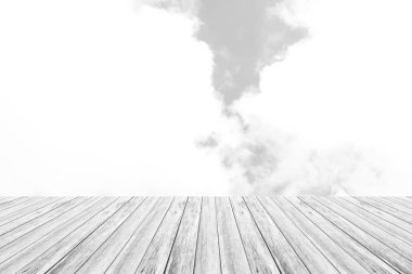 Ahşap Teras, işlem beyaz tarzı ile gökyüzü bulut