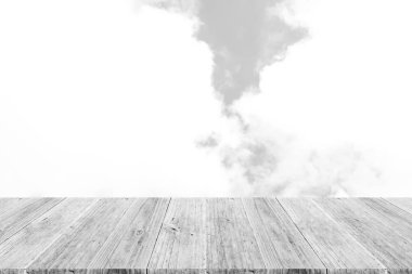 Ahşap Teras, işlem beyaz tarzı ile gökyüzü bulut