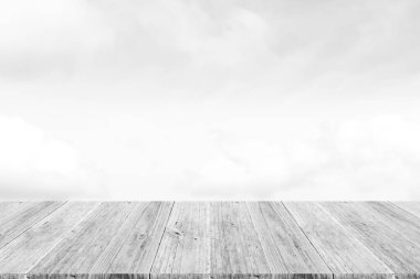 Ahşap Teras, işlem beyaz tarzı ile gökyüzü bulut