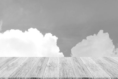 Ahşap Teras, işlem beyaz tarzı ile gökyüzü bulut