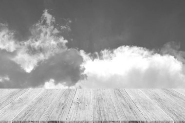 Ahşap Teras, işlem beyaz tarzı ile gökyüzü bulut