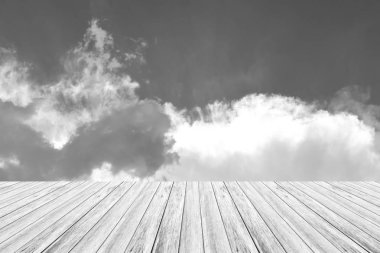 Ahşap Teras, işlem beyaz tarzı ile gökyüzü bulut