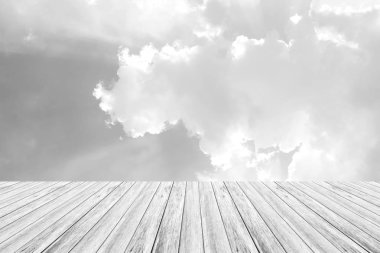 Ahşap Teras, işlem beyaz tarzı ile gökyüzü bulut