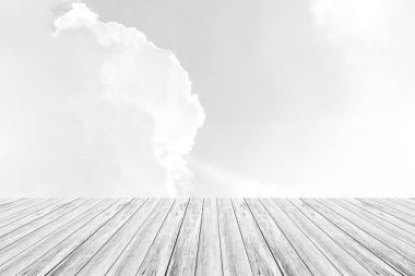 Ahşap Teras, işlem beyaz tarzı ile gökyüzü bulut