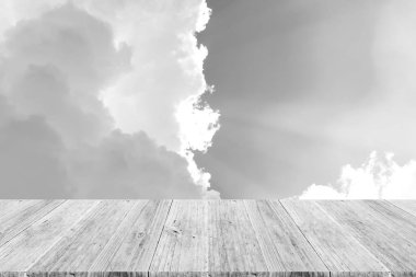 Ahşap Teras, işlem beyaz tarzı ile gökyüzü bulut