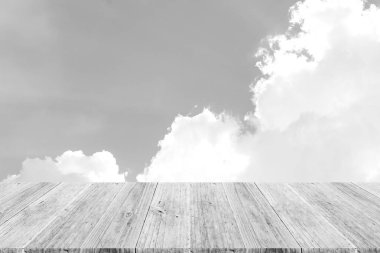 Ahşap Teras, işlem beyaz tarzı ile gökyüzü bulut