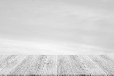 Ahşap Teras, işlem beyaz tarzı ile gökyüzü bulut