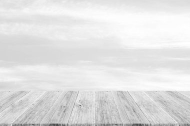 Ahşap Teras, işlem beyaz tarzı ile gökyüzü bulut