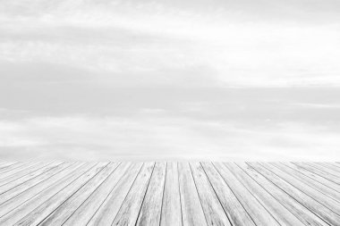 Ahşap Teras, işlem beyaz tarzı ile gökyüzü bulut