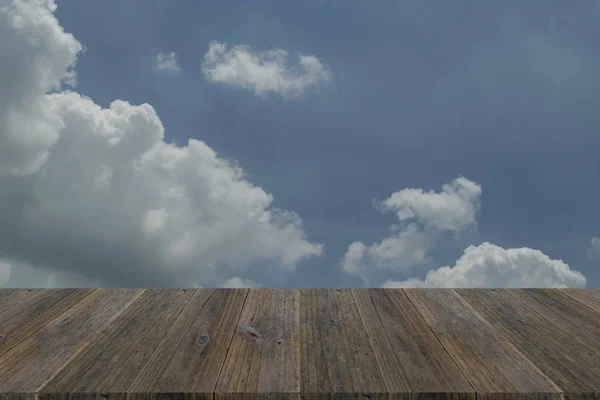 Stock image Blue sky cloud with Wood terrace