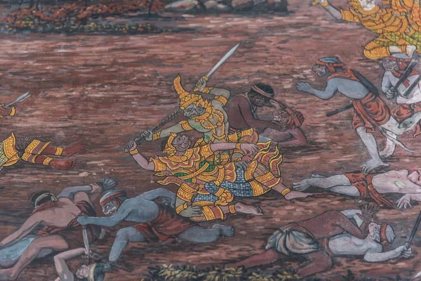 Kunst schilderij aan de muur over ramayana-verhaal — Stockfoto