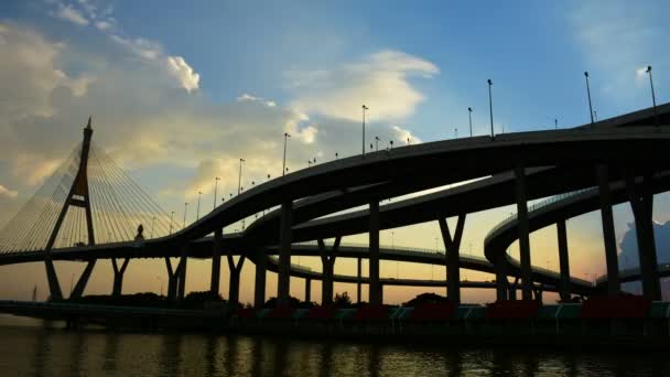 Puente Bhumibol También Conocido Como Puente Industrial Circunvalación Parte Carretera — Vídeo de stock