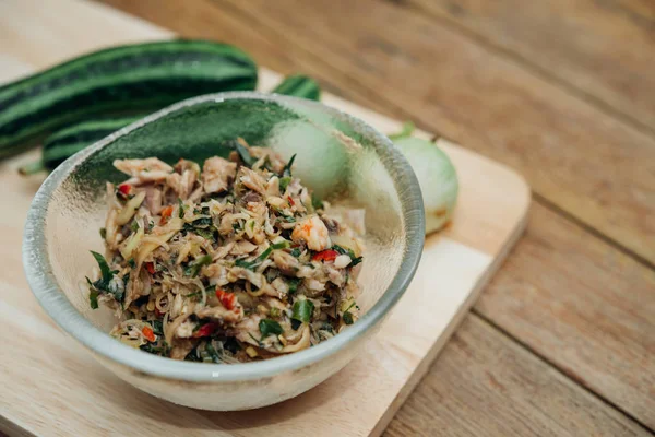 Thai selatan salad Budu pedas dan herbal di pasar — Stok Foto