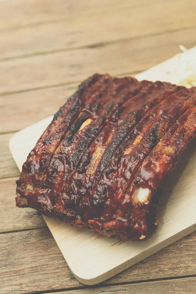 Pork Spare Ribs Barbecue or Pork Ribs with BBQ — Stock Photo, Image