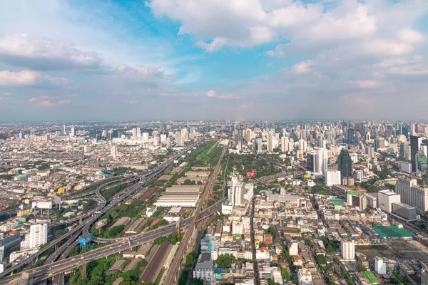 Panoráma Města Dopravy Rychlostní Silnice Provoz Dne Mrakodrapu Bangkoku Bangkok — Stock fotografie